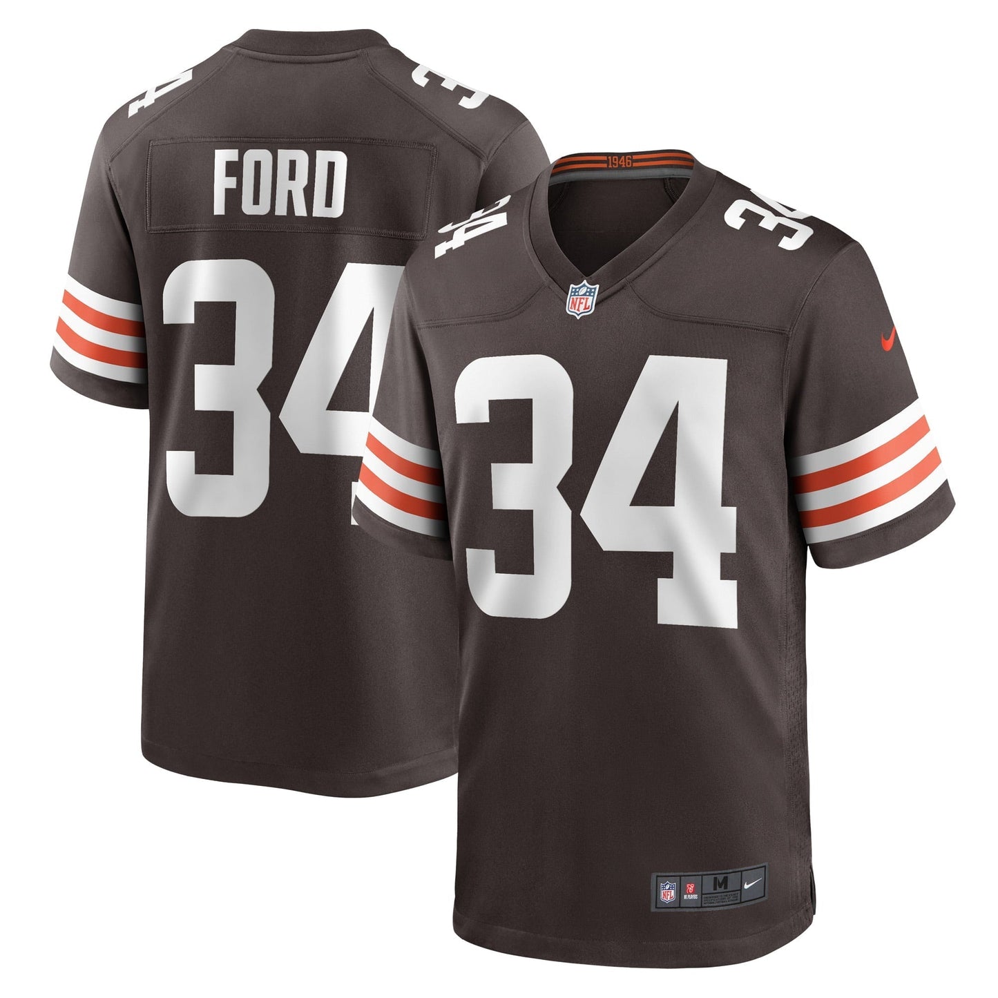 Men's Nike Jerome Ford Brown Cleveland Browns Game Player Jersey