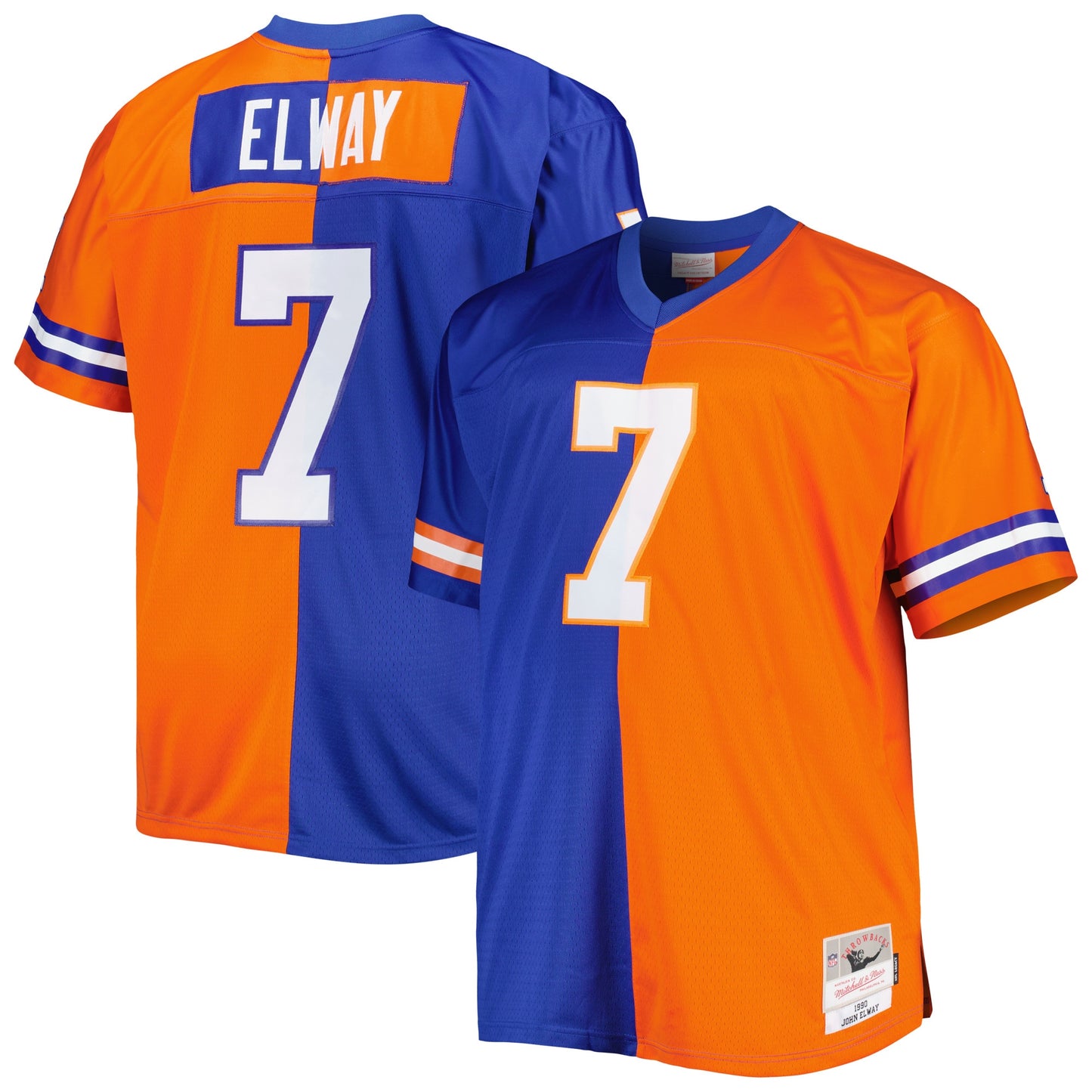 John Elway Denver Broncos Mitchell & Ness Big & Tall Split Legacy Retired Player Replica Jersey - Royal/Orange